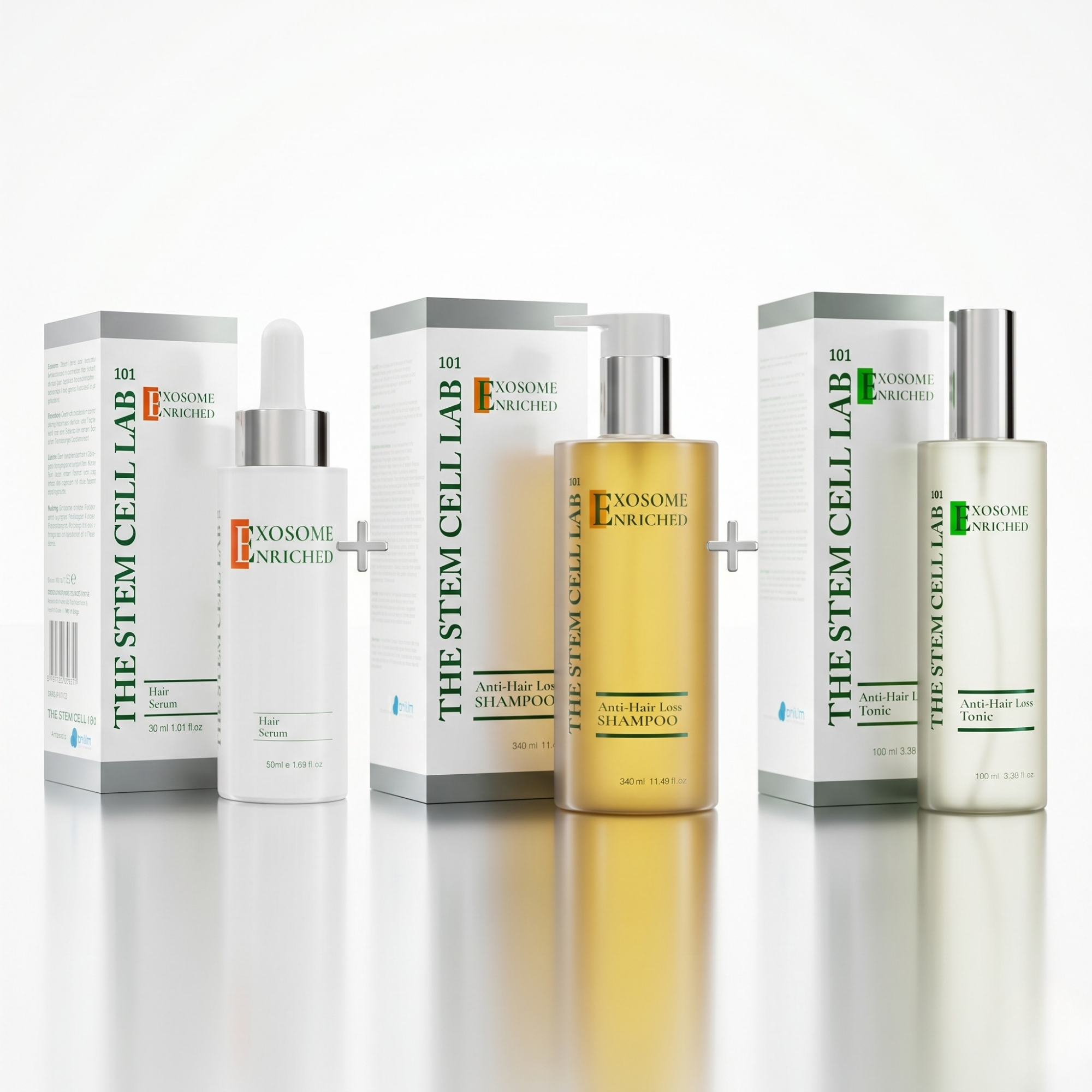 Eksozom ile Zenginleştirilmiş Saç Ekimi Sonrası Sabah Bakım Seti | Anti-Hair Loss Shampoo 340ml - Anti-Hair Loss Tonic 100ml - Hair Serum 50ml