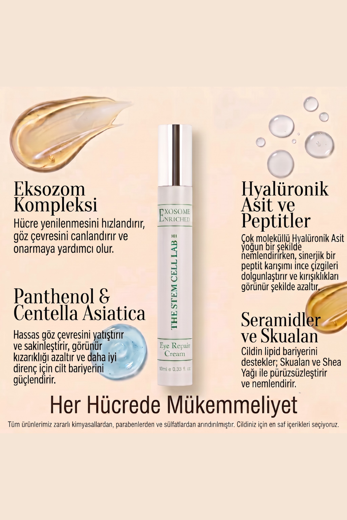 Eksozom ile Zenginleştirilmiş Komple Cilt Bakım Seti | Face Tonic 100ml + Anti-Aging Serum 30ml + Nemlendirici Krem 50ml + Eye Cream Repair 10ml + Sun Cream 50+ SPF 50ml