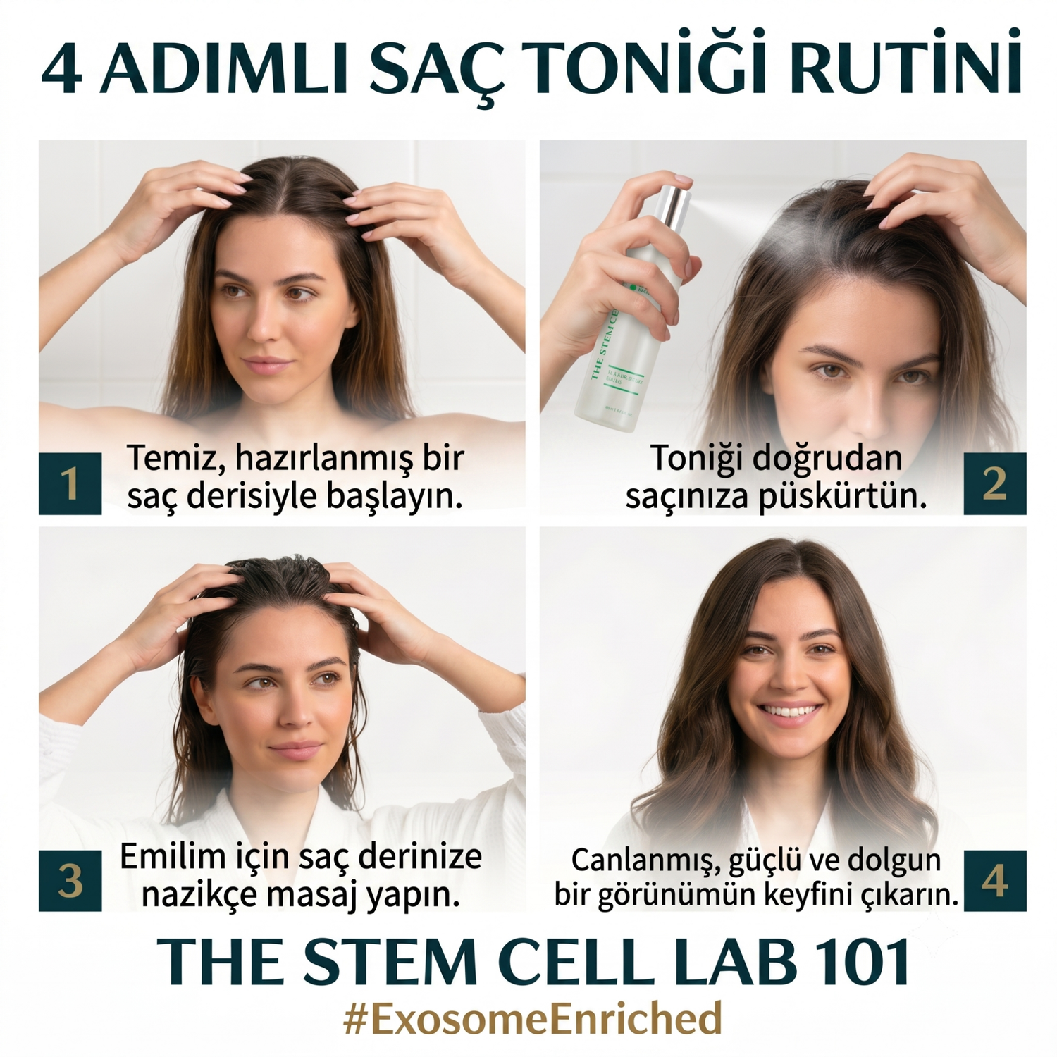 Eksozom ile Zenginleştirilmiş Saç Ekimi Sonrası Sabah Bakım Seti | Anti-Hair Loss Shampoo 340ml - Anti-Hair Loss Tonic 100ml - Hair Serum 50ml