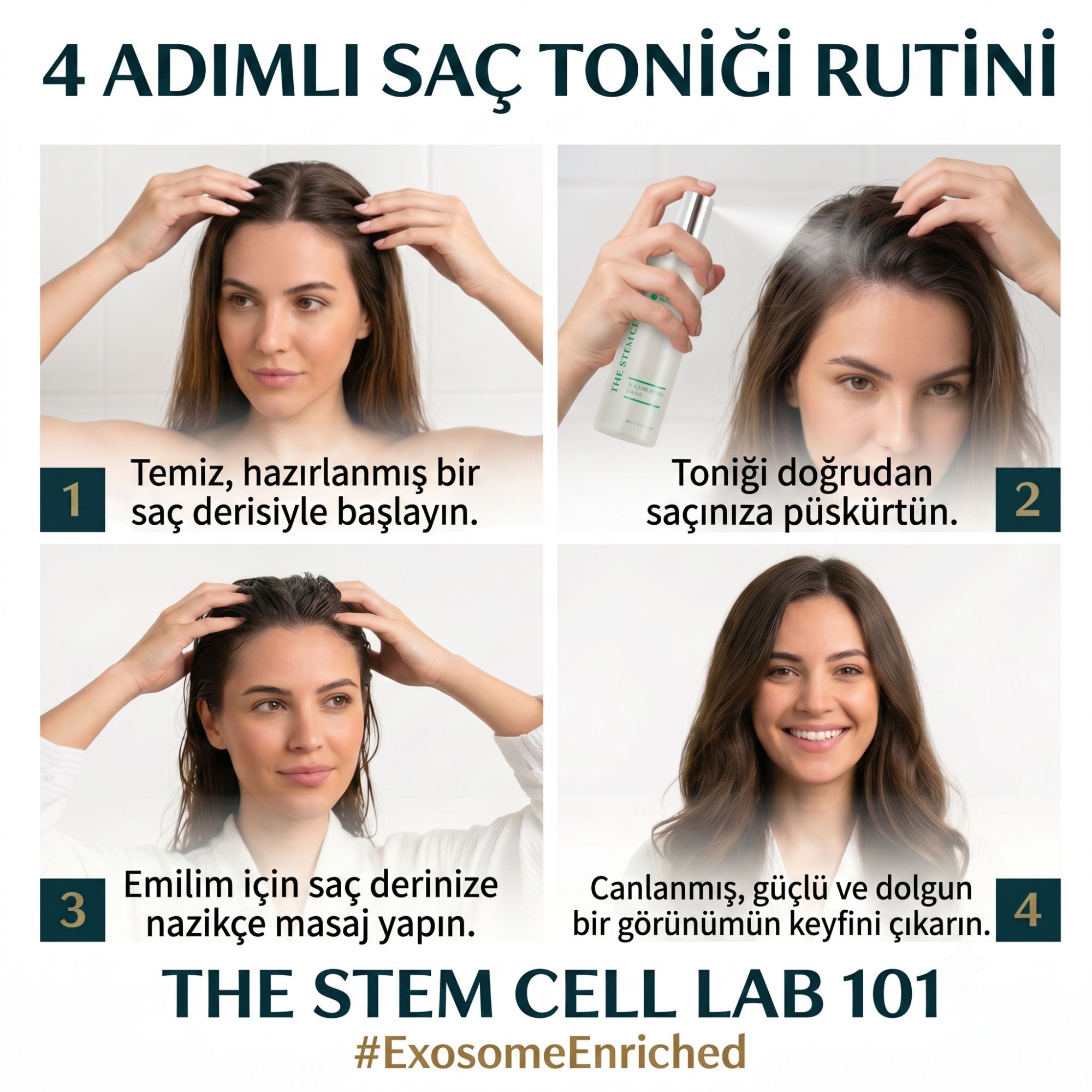 Eksozom ile Zenginleştirilmiş Saç Ekimi Sonrası Sabah Bakım Seti | Anti-Hair Loss Shampoo 340ml - Anti-Hair Loss Tonic 100ml - Hair Serum 50ml