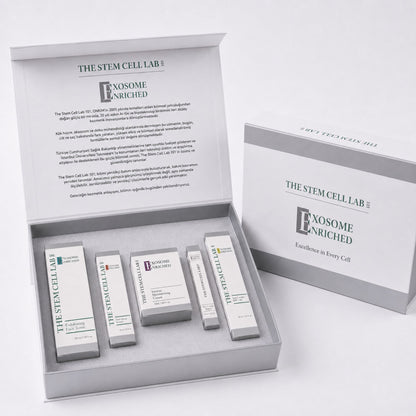 Eksozom ile Zenginleştirilmiş Komple Cilt Bakım Seti | Face Tonic 100ml + Anti-Aging Serum 30ml + Nemlendirici Krem 50ml + Eye Cream Repair 10ml + Sun Cream 50+ SPF 50ml