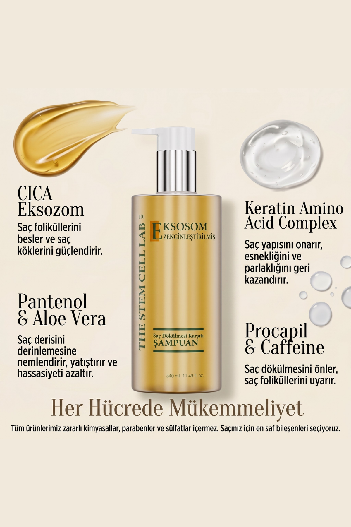 Hair Shampoo | Eksozom ile Zenginleştirilmiş Saç Dökülme Karşıtı Şampuan | 340ml